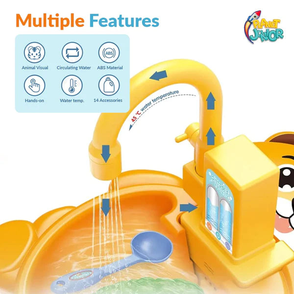 Electric Kitchen Sink Toy, Children's Simulation Sink with Fruit & Tableware Toy, Dishwasher Play Kitchen Kit Electric Kitchen Sink Toy, Children's Simulation Sink with Fruit & Tableware Toy, Dishwasher Play Kitchen Kit